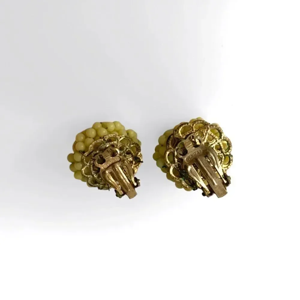 Vintage Cluster Bead Flower Earrings